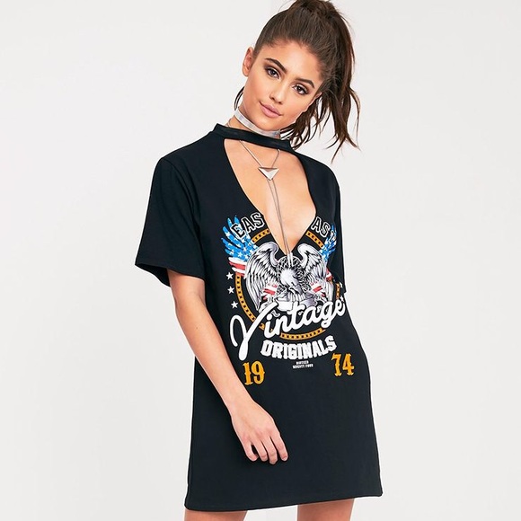 plunge t shirt dress